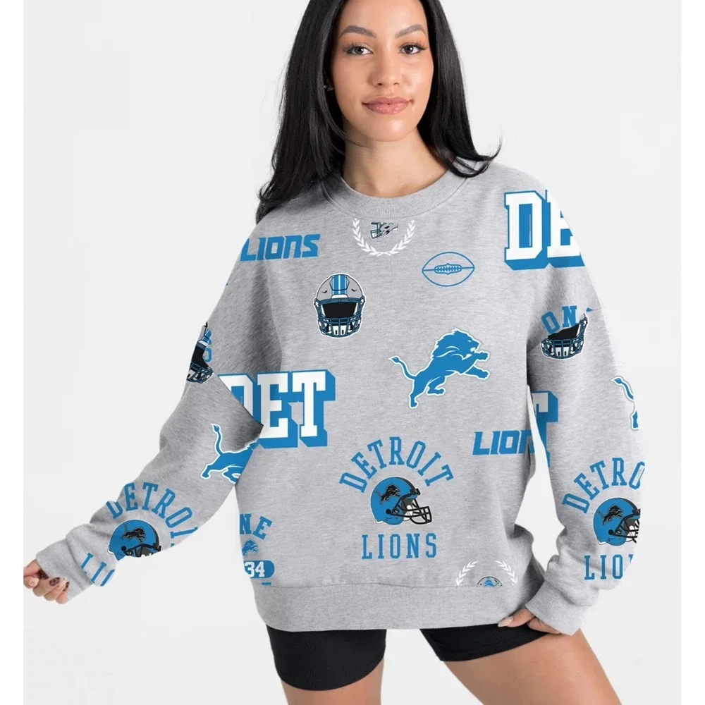 NEW Gameday Couture Detroit Lions Always on Repeat Oversized Sweater Size M